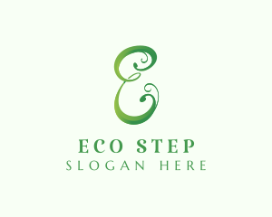 Eco Cursive Letter E logo design