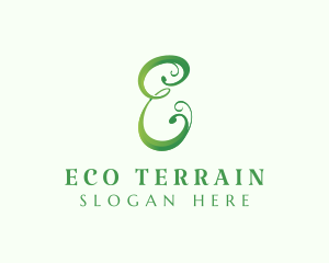 Eco Cursive Letter E logo design