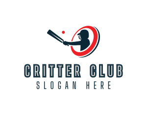 Cricket Bat Player logo design