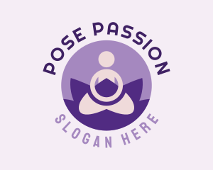 Minimalist Yoga Lotus Pose logo design