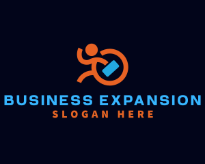 Running Businessman Recruitment logo