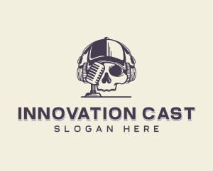 Skull Headphones Podcasting logo design