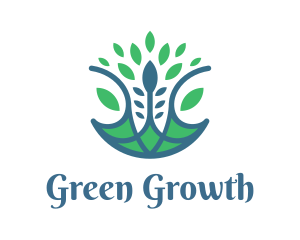 Blue Green Orchid Flower logo design