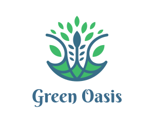 Blue Green Orchid Flower logo design