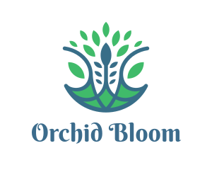 Blue Green Orchid Flower logo