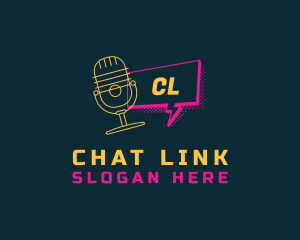 Chat Microphone Podcast logo design