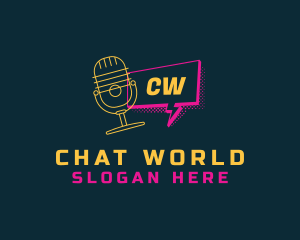 Chat Microphone Podcast logo design