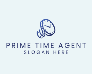 Blue Time Clock Watch Reel  logo design