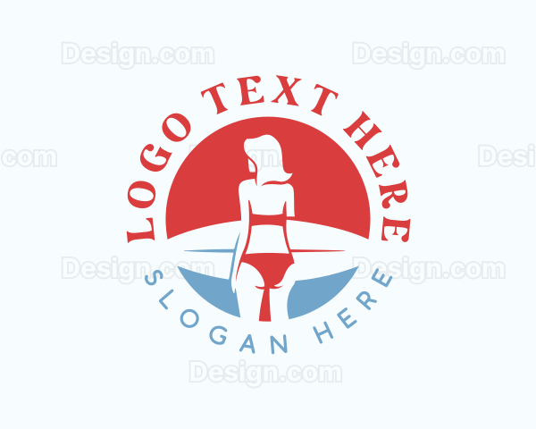 Woman Surfboard Surfer Logo