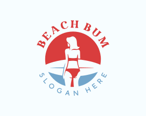 Woman Surfboard Surfer logo design