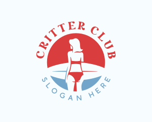 Woman Surfboard Surfer logo design