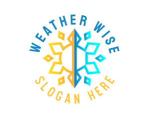 Weather Sun Snowflake logo design