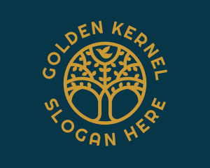 Golden Bird Tree Nature logo design