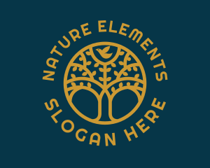 Golden Bird Tree Nature logo design