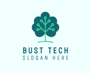 Tech Cloud Tree Circuit logo design