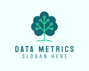 Tech Cloud Tree Circuit logo design