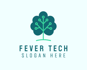 Tech Cloud Tree Circuit logo design