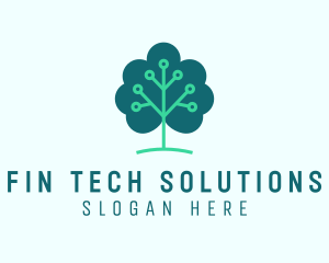 Tech Cloud Tree Circuit logo design