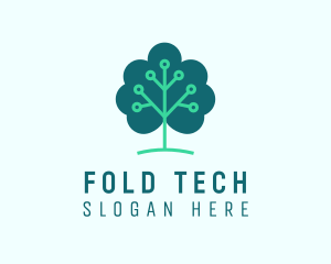 Tech Cloud Tree Circuit logo design