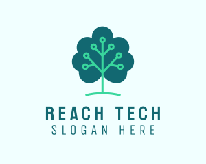 Tech Cloud Tree Circuit logo design