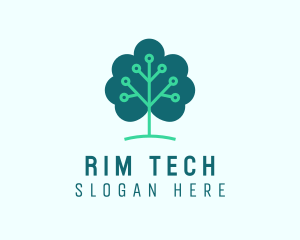 Tech Cloud Tree Circuit logo design