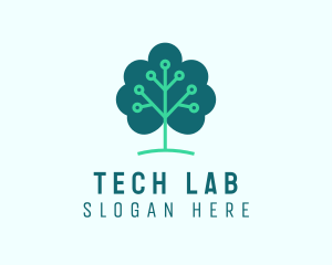 Tech Cloud Tree Circuit logo design