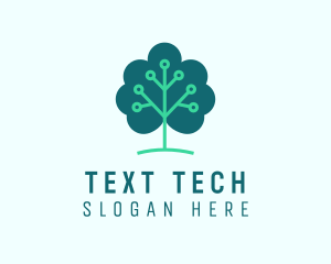 Tech Cloud Tree Circuit logo design