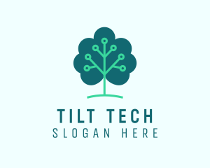 Tech Cloud Tree Circuit logo design