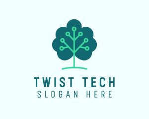 Tech Cloud Tree Circuit logo design