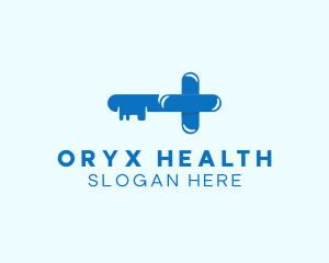 Blue Health Key logo design