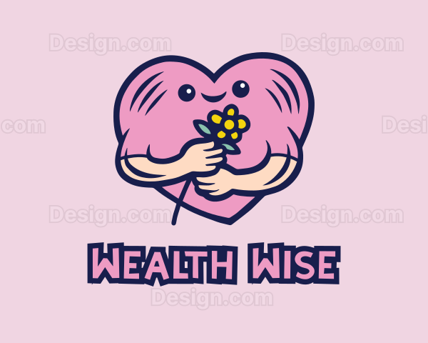 Happy Valentine Flower Logo