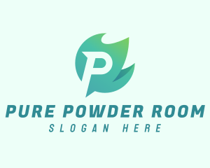 Green Flame Letter P  logo design