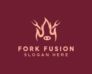 Pig Roast Grill Fork logo design