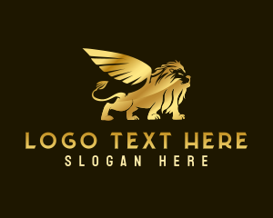 Venture - Mythical Winged Lion Beast logo design