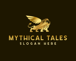 Mythical Winged Lion Beast logo design