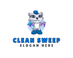 Janitor Cat Cleaning  logo