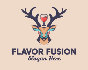 Deer Antlers Wine  logo design