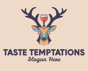 Deer Antlers Wine  logo design