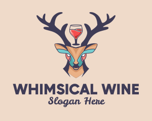 Deer Antlers Wine  logo design