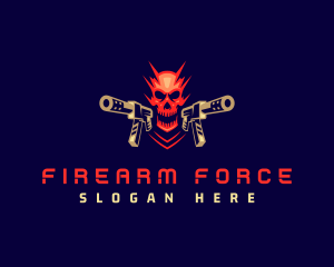 Skull Submachine Gun logo design