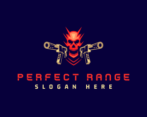 Skull Submachine Gun logo design