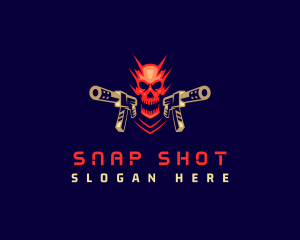 Skull Submachine Gun logo design