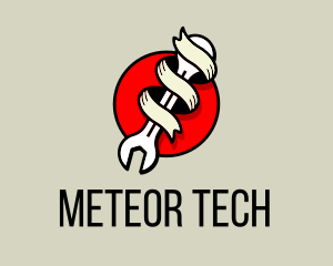 Wrench Ribbon Mechanic logo design