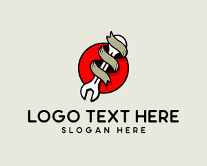 Wrench Fix Ribbon Mechanic  logo