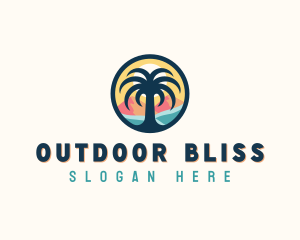 Palm Tree Resort Beach logo design