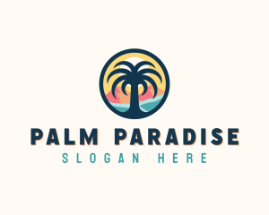 Palm Tree Resort Beach logo design