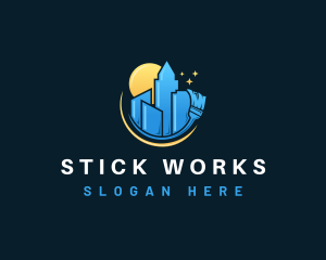 City Broom Stick Cleaning logo design