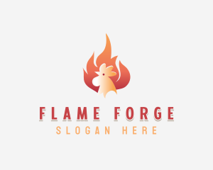 Flaming Chicken Roasting logo design