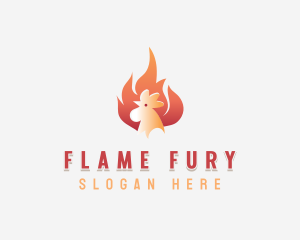 Flaming Chicken Roasting logo design