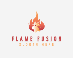 Flaming Chicken Roasting logo design